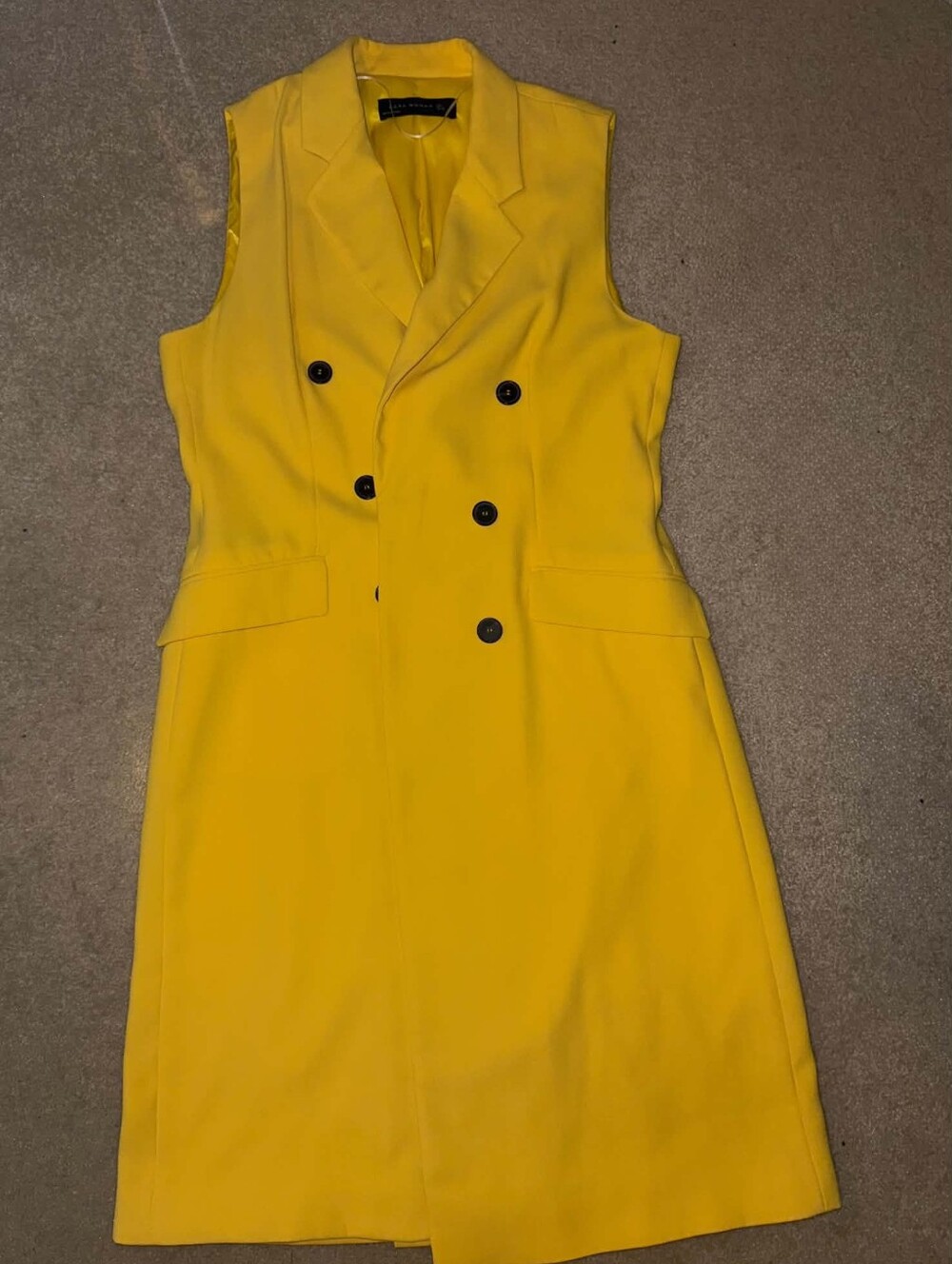 Zara Woman Sleeveless Double-Breasted Blazer Dress Yellow Women's Size‎ Large